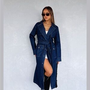 FISH Stylish Denim Trench Coat size Medium